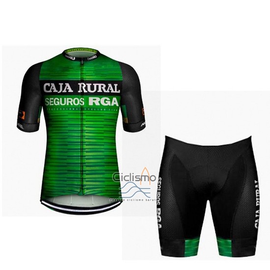 Caja Rural Ropa Ciclismo Culotte Corto 2019 Hombre Mangas Cortas Verde Negro